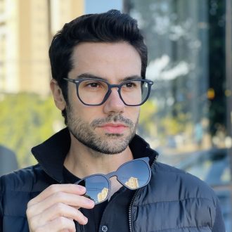 safine com br oculos 2 em 1 clip on masculino hexagonal azul enrico 5
