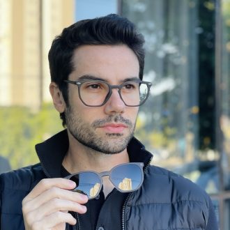 safine com br oculos 2 em 1 clip on masculino hexagonal cinza enrico 5