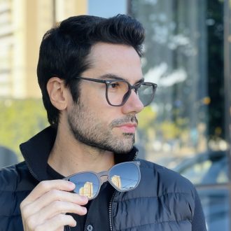 safine com br oculos 2 em 1 clip on masculino hexagonal cinza enrico 6