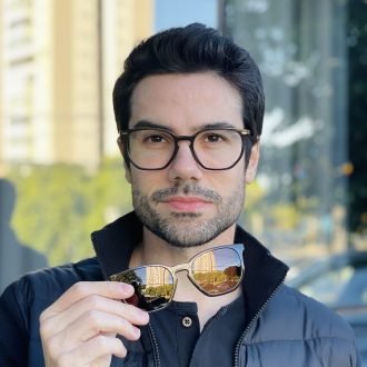 safine com br oculos 2 em 1 clip on masculino hexagonal marrom enrico 4
