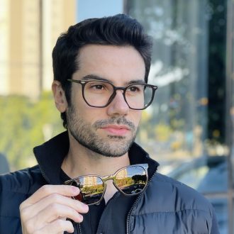 safine com br oculos 2 em 1 clip on masculino hexagonal marrom enrico 5
