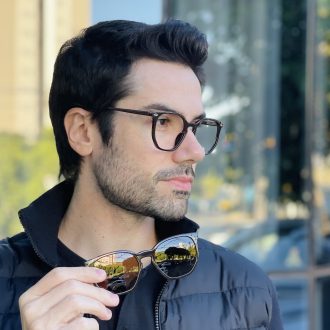 safine com br oculos 2 em 1 clip on masculino hexagonal marrom enrico 6