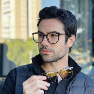safine com br oculos 2 em 1 clip on masculino hexagonal marrom enrico 7