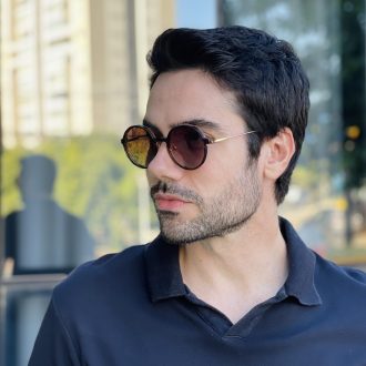 safine com br oculos 2 em 1 clip on masculino redondo dourado douglas 2