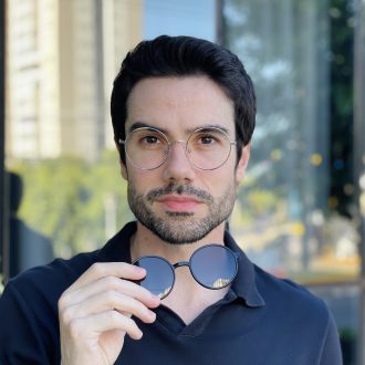 safine com br oculos 2 em 1 clip on masculino redondo prata douglas 2