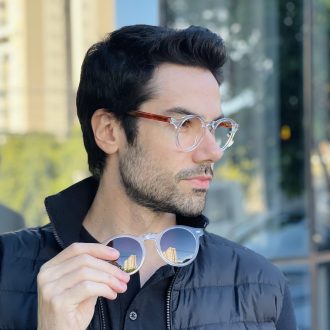 safine com br oculos 2 em 1 clip on masculino redondo transparente marlon 6