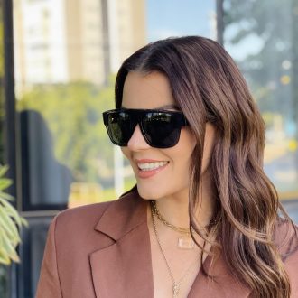 safine com br oculos de sol feminino quadrado cinza selena