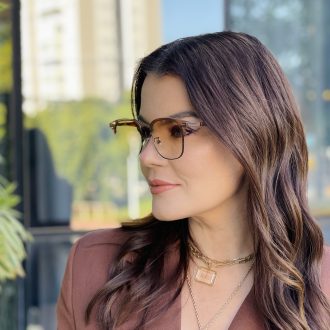 safine com br oculos de sol feminino quadrado marrom tarsila