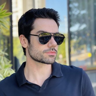 safine com br oculos de sol masculino aviador preto e prata jorge 1