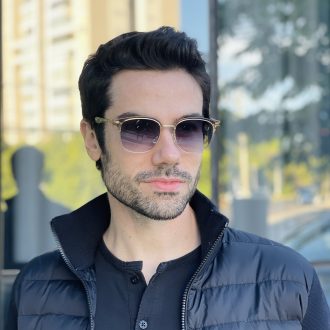 safine com br oculos de sol masculino quadrado marrom e dourado miguel