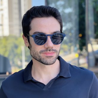 safine com br oculos de sol masculino redondo azul ronan