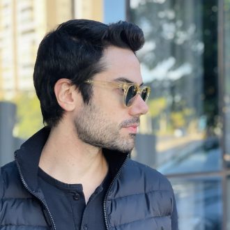 safine com br oculos de sol masculino redondo champanhe richard 2
