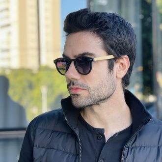 safine com br oculos de sol masculino redondo preto fosco henry 3