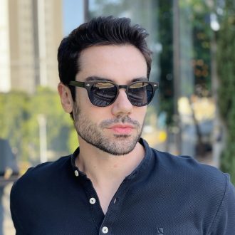 safine com br oculos de sol masculino redondo preto fosco richard