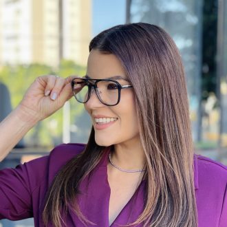 safine com br oculos de grau feminino aviador cinza anna