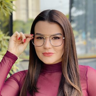 safine com br oculos de grau feminino aviador preto e dourado larissa 1