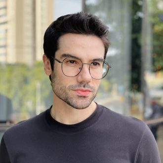 safine com br oculos de grau masculino redondo preto e grafite luigi 1