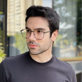 safine com br oculos de grau masculino redondo preto e grafite luigi 3