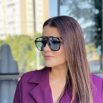 safine com br oculos de sol feminino aviador tartaruga e azul karoline