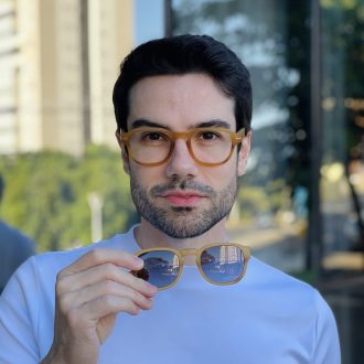 safine com br oculos 2 em 1 clip on masculino quadrado caramelo fosco alisson 4