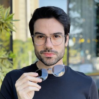 safine com br oculos 2 em 1 clip on masculino redondo cinza transparente joao 2 0 1