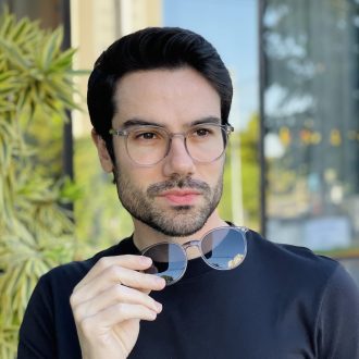 safine com br oculos 2 em 1 clip on masculino redondo cinza transparente joao 2 0 2