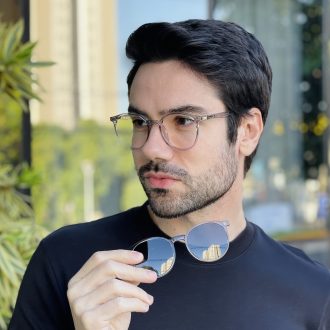 safine com br oculos 2 em 1 clip on masculino redondo cinza transparente joao 2 0 4