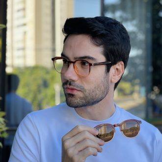 safine com br oculos 2 em 1 clip on masculino redondo marrom degrade alex 7