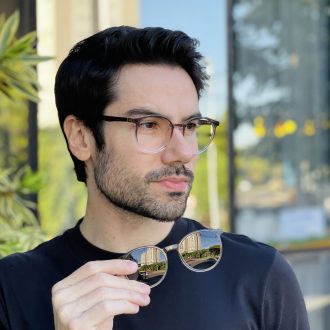 safine com br oculos 2 em 1 clip on masculino redondo marrom e transparente joao 18