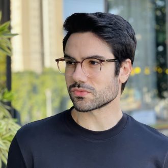 safine com br oculos 2 em 1 clip on masculino redondo marrom e transparente joao 23