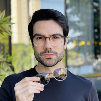 safine com br oculos 2 em 1 clip on masculino redondo marrom e transparente joao 24