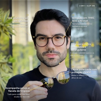 safine com br oculos 2 em 1 clip on masculino redondo marrom joao