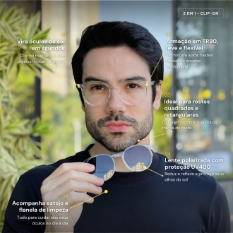 safine com br oculos 2 em 1 clip on masculino redondo transparente joao