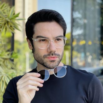 safine com br oculos 2 em 1 clip on masculino redondo transparente joao 5