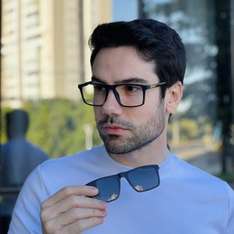 safine com br oculos 2 em 1 clip on masculino retangular azul leo 7