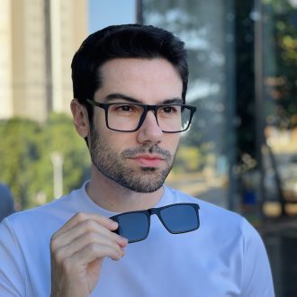 safine com br oculos 2 em 1 clip on masculino retangular preto e azul leo 5