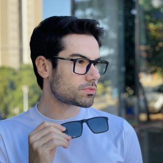 safine com br oculos 2 em 1 clip on masculino retangular preto e azul leo 6