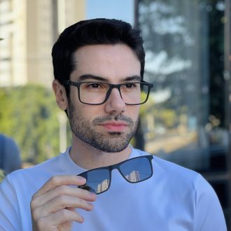 safine com br oculos 2 em 1 clip on masculino retangular preto e cinza vini 5