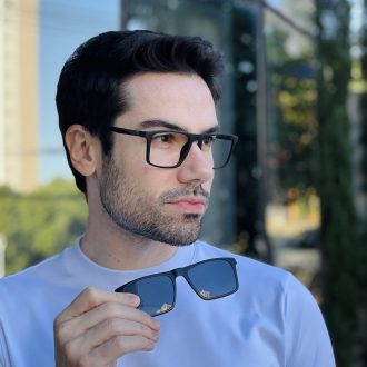 safine com br oculos 2 em 1 clip on masculino retangular preto fosco leo 6