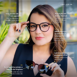 safine com br oculos 2 em 1 clip on redondo marrom melissa 2 0