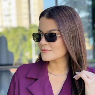 safine com br oculos de sol feminino retangular dourado mirela