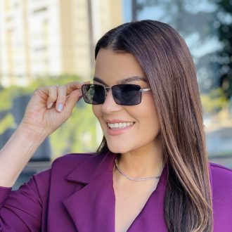safine com br oculos de sol feminino retangular prata mirela