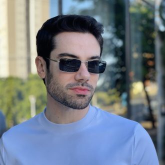 safine com br oculos de sol masculino retangular prata fabio