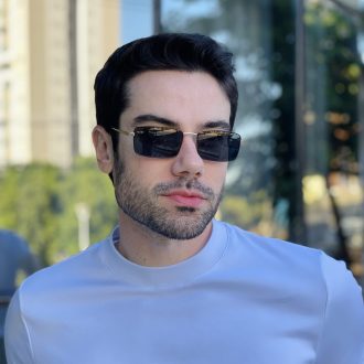 safine com br oculos de sol masculino retangular preto e dourado fabio
