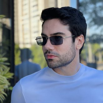 safine com br oculos de sol masculino retangular preto e prata fabio 3