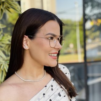 safine com br oculos de grau feminino aviador marrom e dourado larissa 2