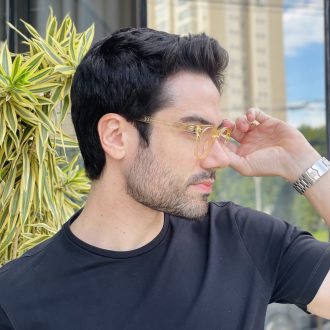 safine com br oculos de grau masculino redondo champanhe richard 2 0 3