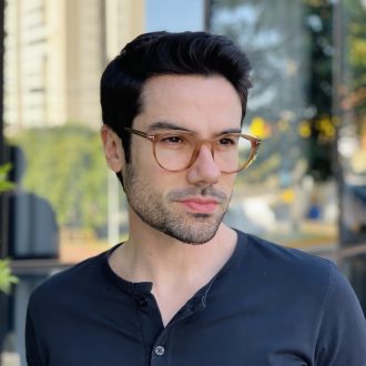 safine com br oculos de grau masculino redondo marrom claro andrey 1
