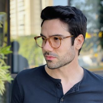 safine com br oculos de grau masculino redondo marrom claro andrey 3