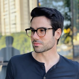 safine com br oculos de grau masculino redondo preto e marrom luan 3